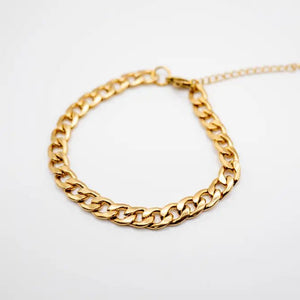 18K GOLD PLATED FLAT CHAIN BRACELET - OE!
