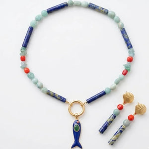 Abisso collana artigianale con pietre e pendente - OE!