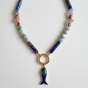 Abisso collana artigianale con pietre e pendente - OE!