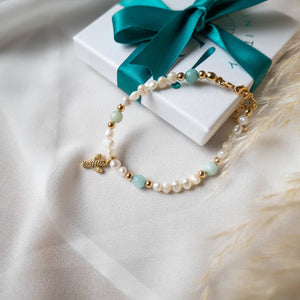 ACQUAMARINA - Braccialetto cactus con perle e acquamarina - OE!