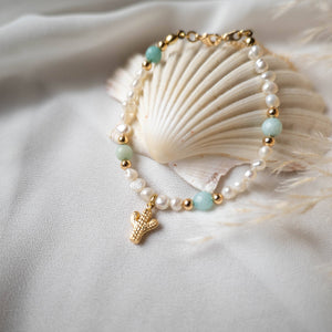 ACQUAMARINA - Braccialetto cactus con perle e acquamarina - OE!