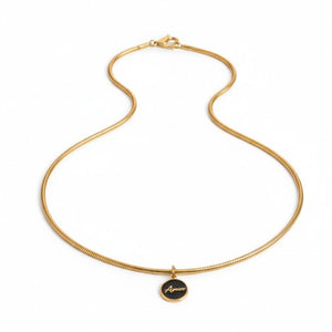 Amor - Collana Oro 18K & Nero Scintillante - Made in Italy Artigianale per Natale - OE!