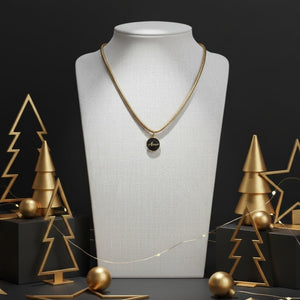 Amor - Collana Oro 18K & Nero Scintillante - Made in Italy Artigianale per Natale - OE!