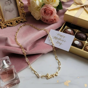 Amore di mamma collana artigianale con perle naturali e oro