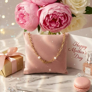 Amore di mamma collana artigianale con perle naturali e oro