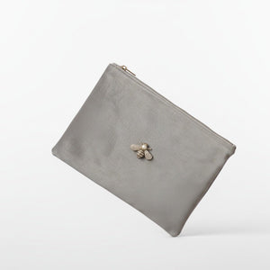 APE - Pochette in Velluto Grigio Tortora Artigianale Made in Italy - OE!