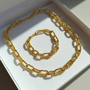 Aura Chain Set – Collana e bracciale catena oro 18k in ottone, anallergici e nickel free - OE!