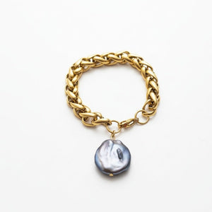 BAROCCHI - Bracciale Catena Grossa Oro 18K & Perla Barocca – Made in Italy Artigianale - OE!