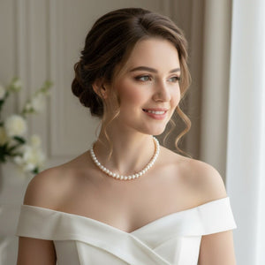 Basic freshwater medium pearl collana/choker - OE!