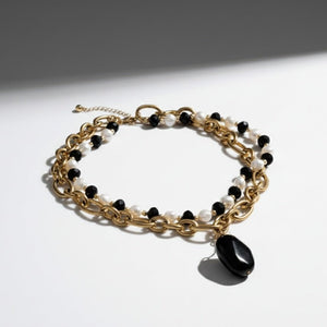 BLACK & WHITE - Collana con cristalli e catena - OE!