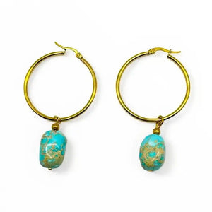 BLUE LAGOON - Orecchini a cerchio con diaspro blu - OE!