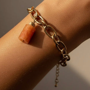 Orange Mirage bracciale a catena in acciaio e oro 18k