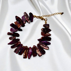 Bracciale in Perle Barocche Viola con Estensione – Gioiello Artigianale Elegante - OE!