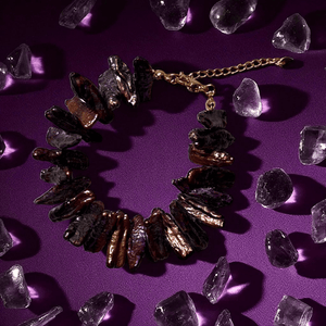 Bracciale in Perle Barocche Viola con Estensione – Gioiello Artigianale Elegante - OE!