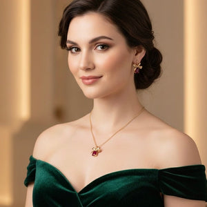 Cadeaux - Cofanetto regalo Natale Rosso Fragola – Collana + Orecchini Artigianali Made in Italy - OE!