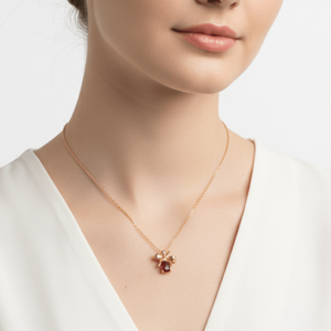 Cadeaux collana in acciaio inox e placata oro 18K e pacchetto regalo fiocco e cristallo rosso o verde