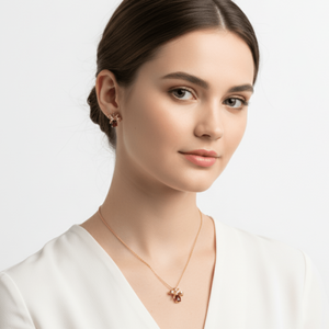 Cadeaux collana in acciaio inox e placata oro 18K e pacchetto regalo fiocco e cristallo rosso o verde