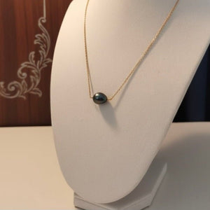 CENERE DI LUNA - Collana con perla solitaria grigia - OE!