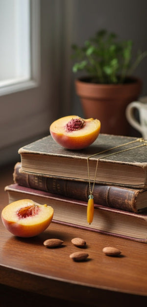 Collana con Agata Gialla e Quarzo Verde – Pendente Artigianale in Acciaio Placcato Oro 18k - OE!