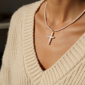 Collana con Perle e Croce Barocca in Madreperla – Fatto a Mano in Italia - OE!