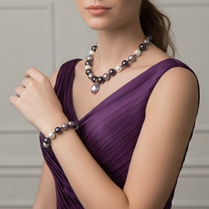 Collana con perle oceaniche e pendente in vetro mezzo cristallo - OE!