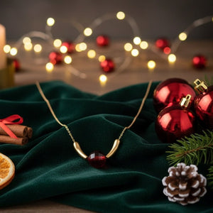 Collana Elegante Cristallo Rosso e Oro - Gioiello Artigianale Made in Italy - OE!