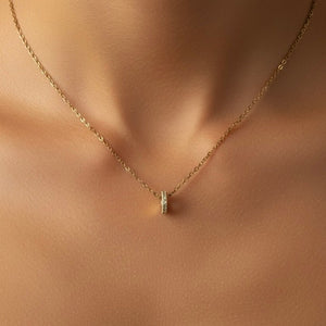 Collana in Acciaio Placcato Oro 18K con Pendente Bullone e Zirconi - OE!