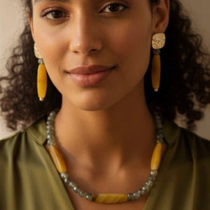Gialira collana in agata e quarzo verde gioiello artigianale