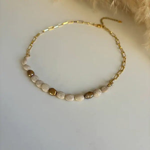 Comunicazione - Collana con catena oro e pietre di fiume - OE!