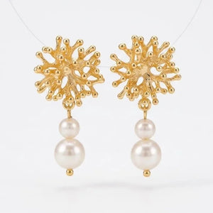 Coralia orecchini artigianali placcati oro con perle naturali - OE!