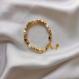 Costa d’Oro - Bracciale in Ematite e Perle d’Acqua Dolce sfaccettate - OE!