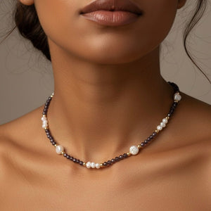 CRISTALLI VIOLA - Collana con cristalli e perle - OE!