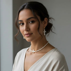 CRUXIS - Cofanetto regalo con collana e orecchini con perla barocca - OE!