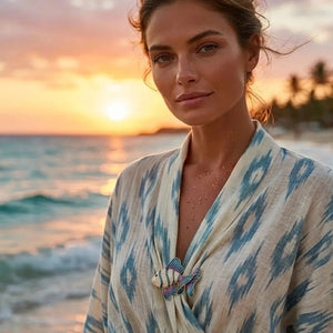 Custode marino portagioie in velluto con spilla artigianale - OE!