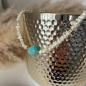 DESIDERIO - Collana/Choker con perle di fiume ed amazzonite - OE!