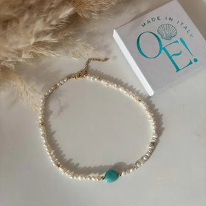 DESIDERIO - Collana/Choker con perle di fiume ed amazzonite - OE!