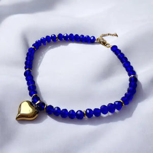 Electric Blue Heart collana con cristalli di vetro blu