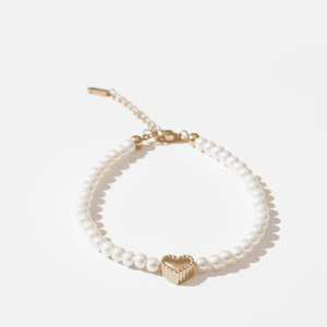 EROS - Bracciale in Perle di Fiume Naturali e Cuore Oro 18K | Made in Italy Artigianale - OE!