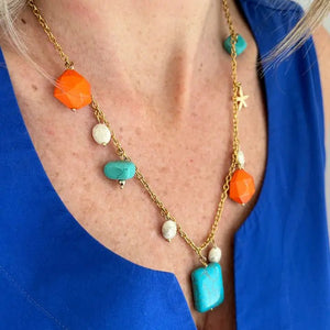 ESTATE – collana in acciaio placcato oro 18K con pendenti - OE!