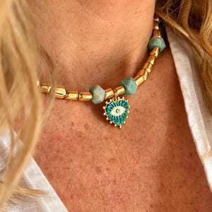 Eye of the Sea – Collana con pietre di ematite e amazzonite - OE!
