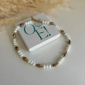 FIAMMA WHITE – Collier con mezzi cristalli e perle - OE!