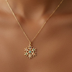 FIOCCO - Collana Fiocco di Neve in Acciaio Inox Placcato Oro 18K Nichel Free – Artigianale Made in Italy - OE!