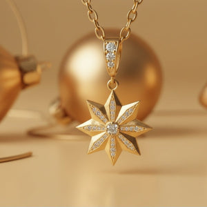 Golden Snow - Collana Natalizia Artigianale - Fiocco di Neve Placcato Oro 18K e Zirconi - OE!