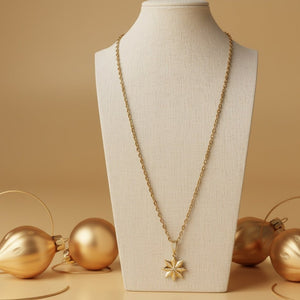 Golden Snow - Collana Natalizia Artigianale - Fiocco di Neve Placcato Oro 18K e Zirconi - OE!