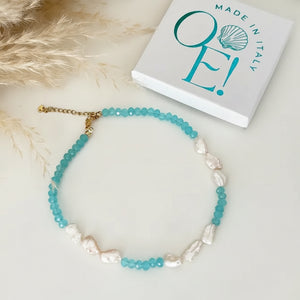 INCASTRI CELESTI - Collare di perle Keshi con perline di cristallo - OE!