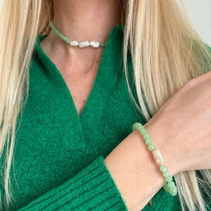 INCASTRI VERDI - Collare di perle Keshi con perline di cristallo - OE!