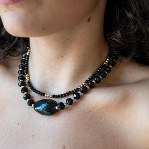 LAVA - Collana con Pietra Ossidiana e cristalli - OE!