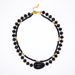 LAVA - Collana con Pietra Ossidiana e cristalli - OE!