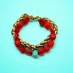 MAI TAI - bracciale in corallo bambù e magnesite - OE!