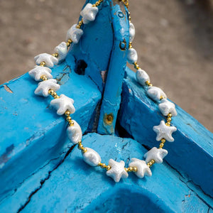 MEDITERRANEO - Collana girocollo con stella marina bianca in ceramica - OE!